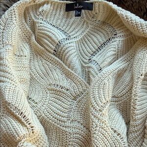Lulu's Cream Open‑Stitch V‑Neck Knit Sweater